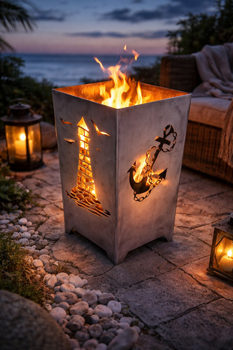 Feuerkorb motiv leuchtturm - feuerkorb,