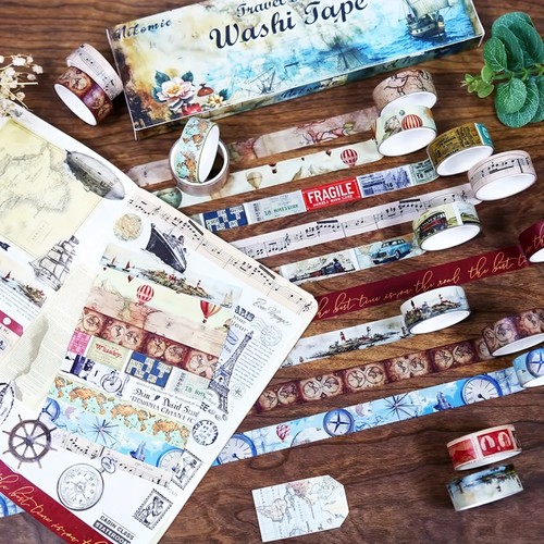 Retro washi tape - 12, rollen