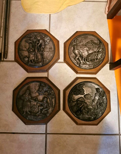 4er set zinn relief - zinn-relief, plaketten