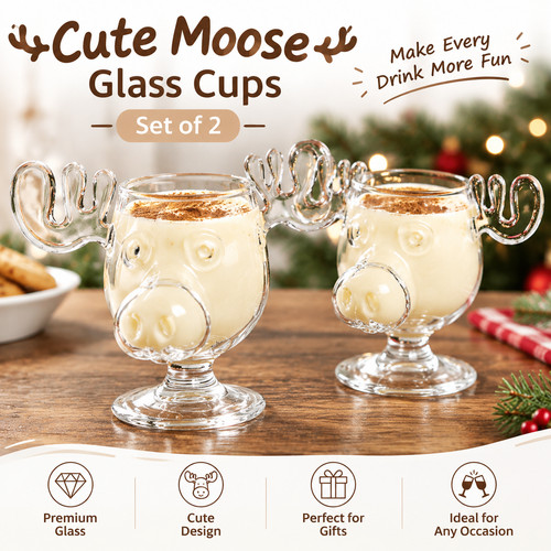 2er set glas becher elch - glas,