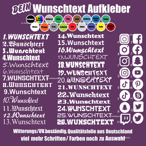30cm wunschtextaufkleber - 30cm,